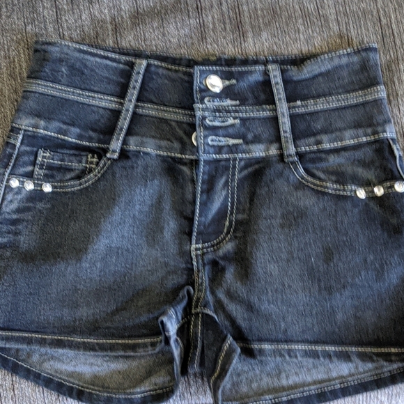 L'Square Dark Wash High Waist Jean Shorts Size 5 - Picture 1 of 5